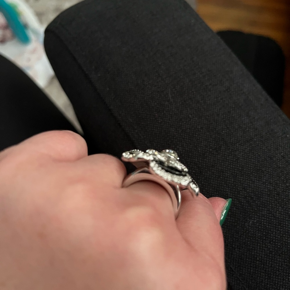 Lia Sophia Black and Silver Floral Ring-Dahlia - Picture 2 of 4